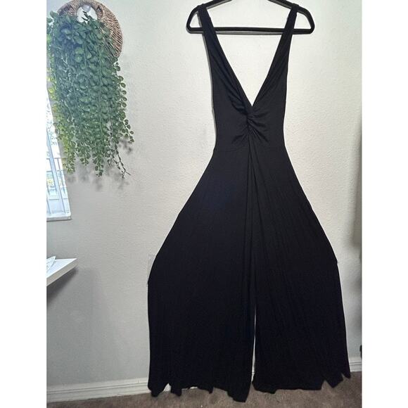 NEW Free People Beach Harlow Twist Front Wide Leg Jumpsuit Black XS Oversized - Picture 3 of 10